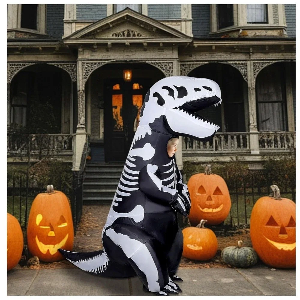 Lulu Home Inflatable Skeleton T-Rex Costume Kids Black Dinosaur‎ 6.5FT 21224B K1